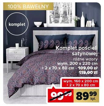 Carrefour Komplet pościeli z satyny 160 x 200 cm + 2 szt 70 80 oferta