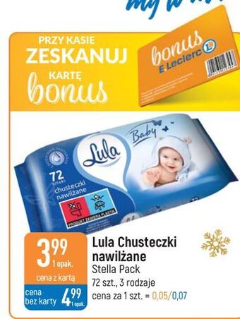 E.Leclerc Chusteczki nawilżane 99% wody lula baby oferta