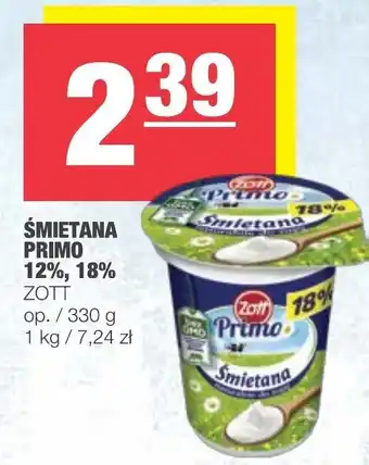 Spar Śmietana Primo 12%, 18% Zott 330g oferta