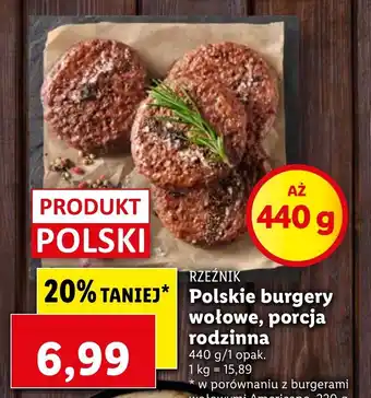 Lidl Polskie burgery wołowe, porcja rodzinna 440g oferta