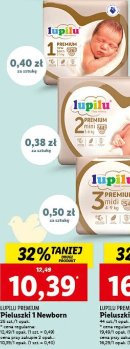 Lidl LUPILU PREMIUM Pieluszki 1 Newborn 26szt/1 opak. oferta