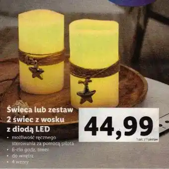 Lidl Livarno Świeca lub zestaw 2 świec z wosku z diodą LED do wnętrz 4 wzory oferta