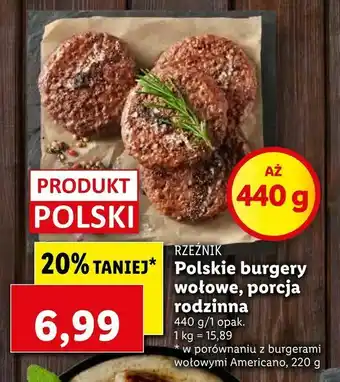 Lidl Polskie burgery wołowe, porcja rodzinna oferta