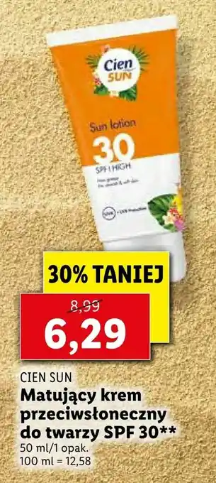 Lidl Matujący krem przeciwsłoneczny do twarzy SPF 30 oferta
