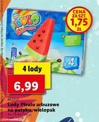 Lidl Lody Pirulo arbuzowe na patyku, wielopak oferta