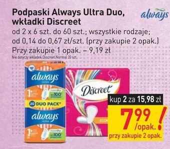 Stokrotka Podpaski Always Ultra Duo, wkładki Discreet oferta