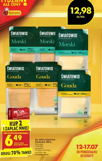 Biedronka Ser żółty w plastrach Światowid 500g oferta
