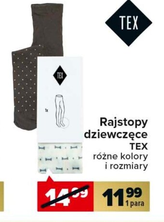 Carrefour Rajstopy dziewczęce tex oferta