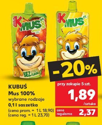 Kaufland Mus jabłko kubuś 100% oferta