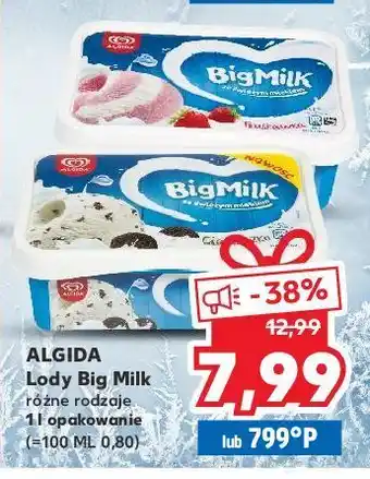 Lody truskawka algida big milk