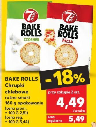 Kaufland Bake rolls czosnek 7 days rolls oferta