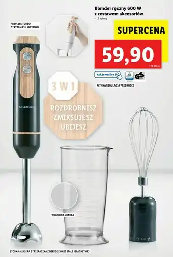 Blender ręczny 600 W z zestawem akcesoriów