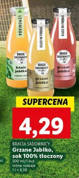 Lidl Sok grzane jabłko z pomarańczą i imbirem bracia sadownicy oferta