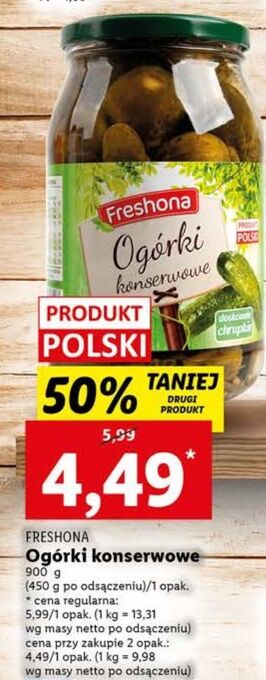 Lidl Ogorki konserwowe freshona oferta
