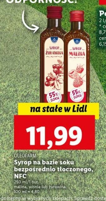 Lidl Syrop wiśnia oleofarm oferta