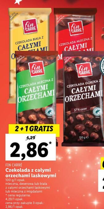 Lidl Czekolada mleczna z siekanymi migdałami fin carre oferta