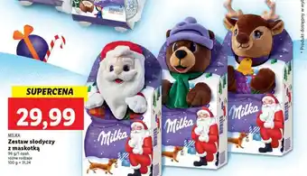 Lidl Czekoladki + maskotka mikołaj milka oferta