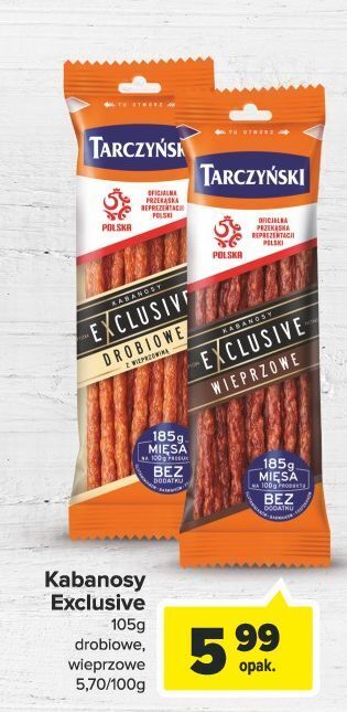 Carrefour Kabanosy wieprzowe tarczyński exclusive oferta