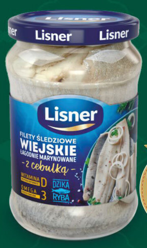 Społem Lisner śledź atlantycki wiejskie filety z cebulką 600 g oferta
