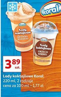 Auchan Lody orzech-karmel koral koktajlowe oferta