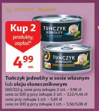 Auchan Tuńczyk jednolity w oleju słonecznikowym auchan wyjątkowe (logo złote) oferta