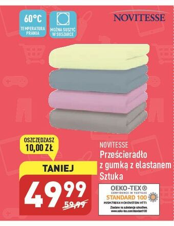 ALDI Prześcieradło z gumką elastanem 180-200 x 200-220 cm novitesse oferta