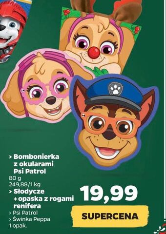 Netto Słodycze + opaska z rogami renifrea psi patrol oferta