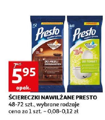 Auchan Ściereczki do czyszczenia toalet presto clean oferta