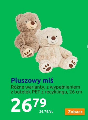 Pluszowy miś różne warianty, z wypełnieniem z butelek PET z recyklingu 26cm