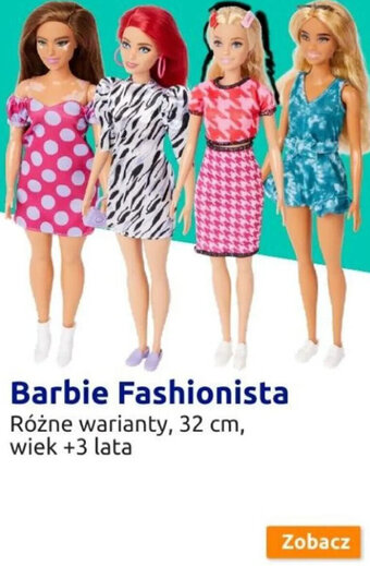 Action Barbie Fashionista Różne warianty, 32cm, wiek +3 lata oferta