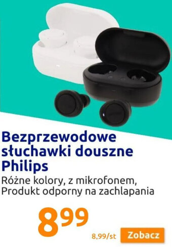 Action Bezprzewodowe słuchawki douszne Philips Różne kolory, z mikrofoenm, Produkt odporny na zachlapania oferta