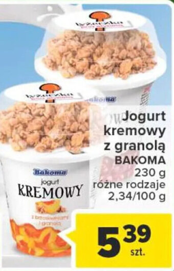 Carrefour Market Bakoma jogurt kremowy z granolą 230g oferta