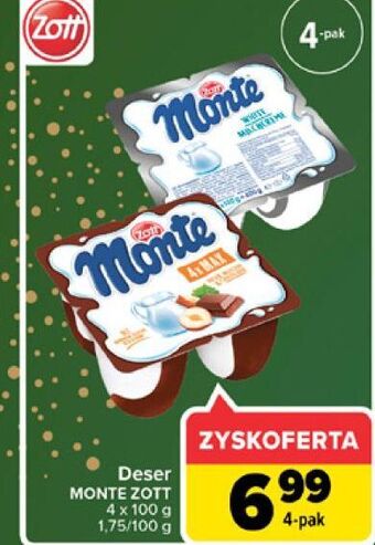Carrefour Deser mleczno-czekoladowy z orzechami zott monte max oferta