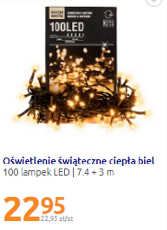 Action Oświetlenie świąteczne ciepła biel 100 lampek LED 7,4 + 3m oferta