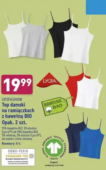 ALDI Top damski na ramiączkach z bawełną BIO oferta