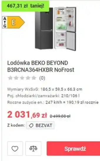 Neonet Beko Beyond lodówka B3RCNA364HXBR NoFrost oferta