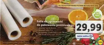 Lidl Folia do zgrzewarki do pakowania próżniowego grubość folii: 0,24 mm, długość rolki: 3 m, do wyboru rolki o szerokości 28 lub oferta