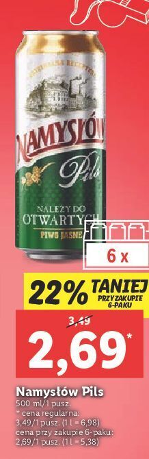 Lidl Piwo namysłów pils oferta