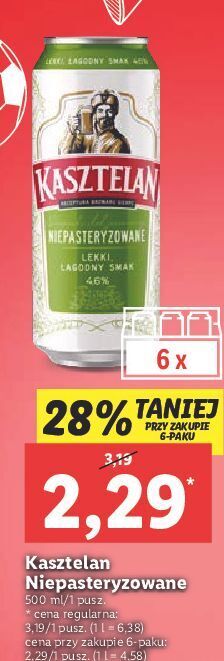 Lidl Piwo kasztelan niepasteryzowane oferta