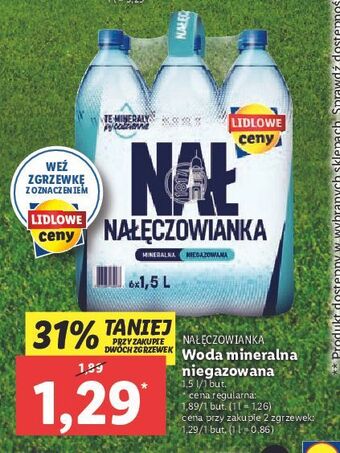 Lidl Woda niegazowana nałęczowianka oferta