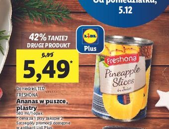 Lidl Ananas w plastrach syropie freshona oferta