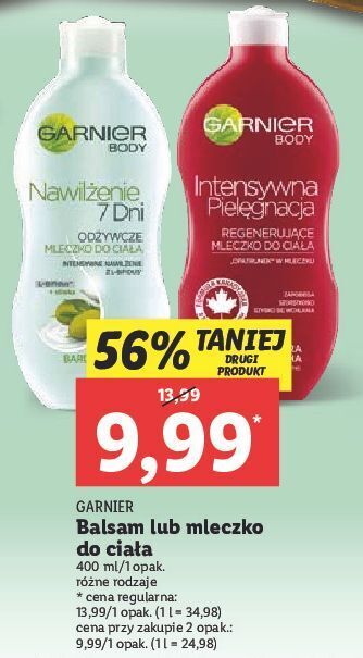 Lidl Mleczko do ciała intensywna pielęgnacja garnier body oferta