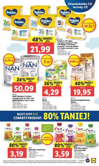Lidl Mleko 5 bebiko junior oferta