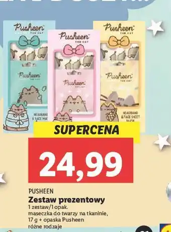 Lidl Zestaw w pudełku maseczka do twarzy + opaska włosów pusheen oferta