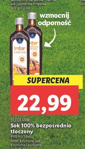 Lidl Sok imbir z cytryną oleofarm oferta