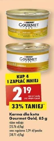 Biedronka Karma dla kota kurczak purina gourmet gold oferta