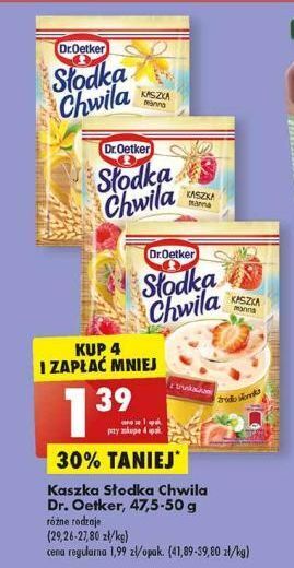 Biedronka Kaszka manna z kawałkami malin dr. oetker słodka chwila oferta