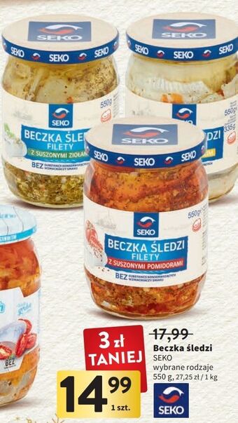 Intermarche Beczka śledzi filety z suszonymi pomidorami seko oferta