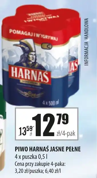 Społem Harnaś piwo jasne pełne 4 x puszka 0,5l oferta