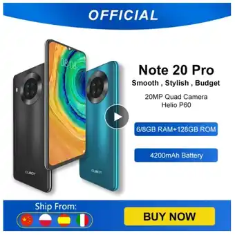 Cubot Note 20 Pro Quad Camera Smartphone NFC 6GB/8GB + 128GB 6.5 "4200mAh Android 10 Dual SIM telefon 4G LTE celular Note20 P